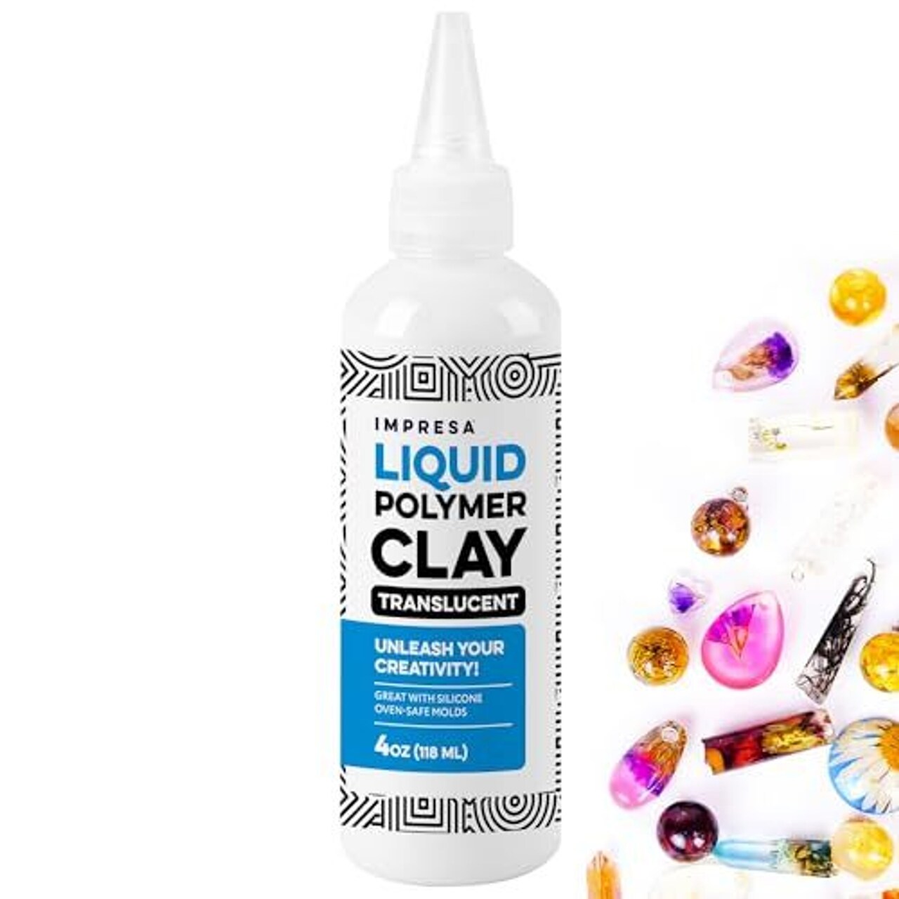 4oz. Translucent Liquid Polymer Clay Bakes to Solid - Easy to Use Oven Bake Clay for Jewelry, Mixed Media, Home Decor, and More